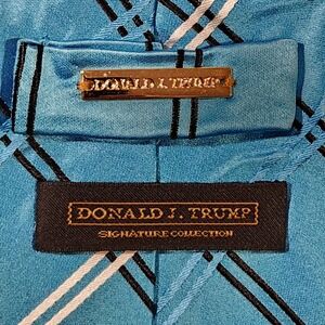 Donald J Trump Signature Collection Silk Tie Blue Plaid Men's Necktie
